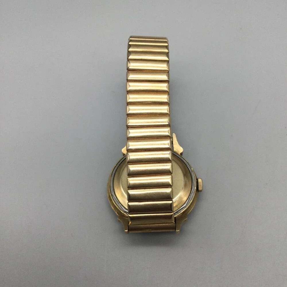 Vintage Elgin 607 Automatic Mens Watch 34mm 10K Gold Filled Case Stretch Band